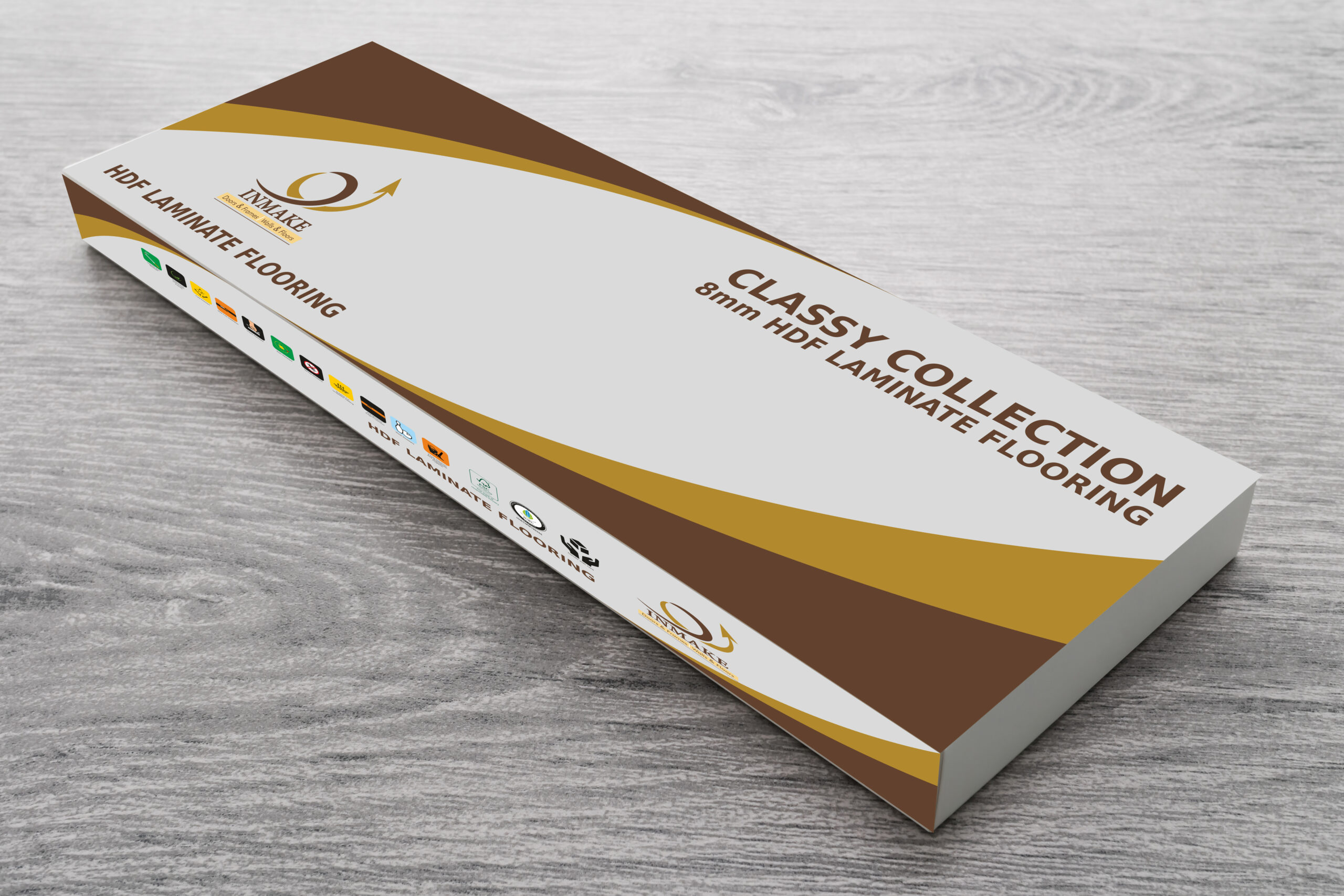 White box and empty for mock up packaging on wooden background