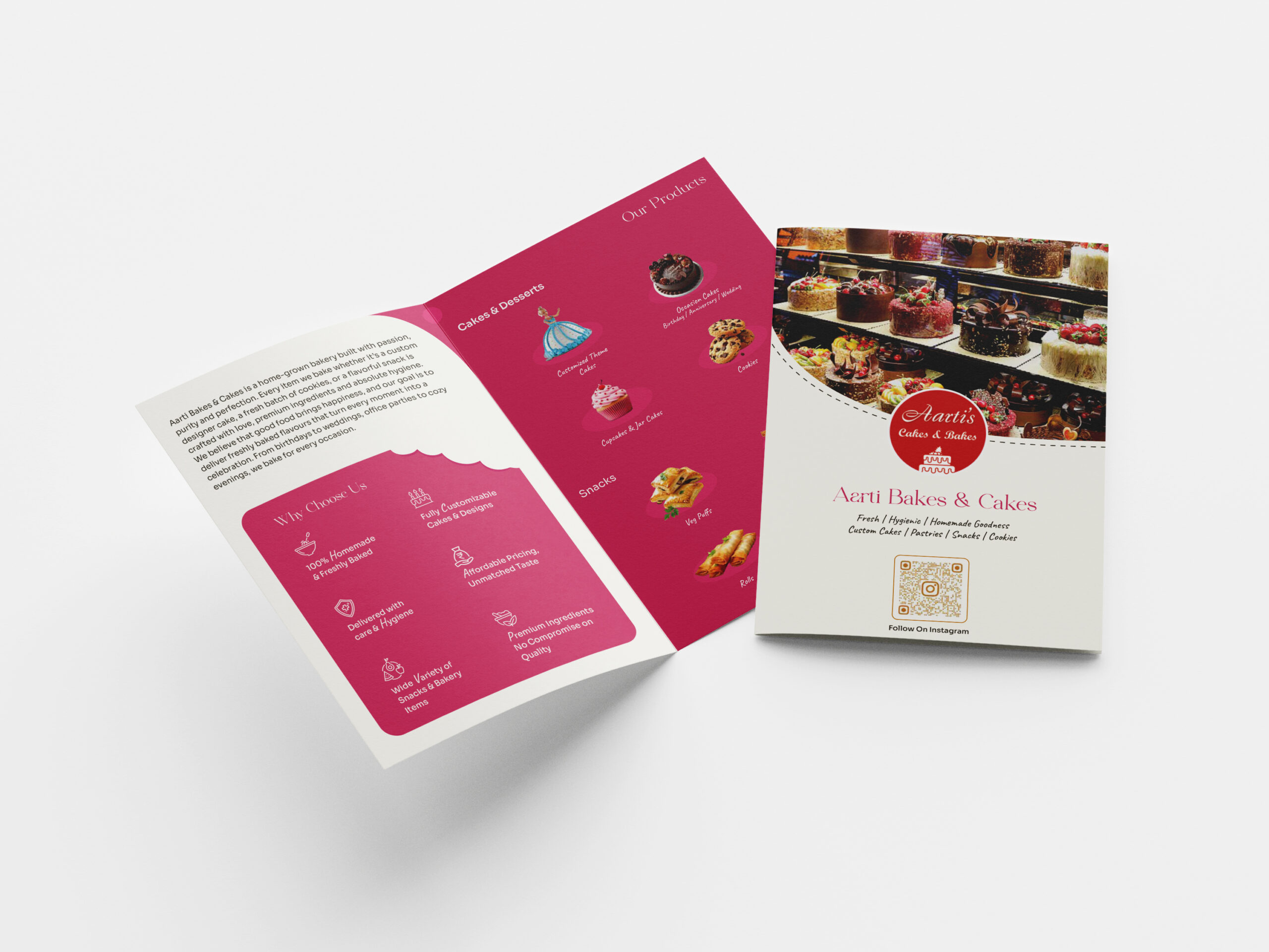 Aarti Cakes & Bakes Bi-fold Flyer Mockup