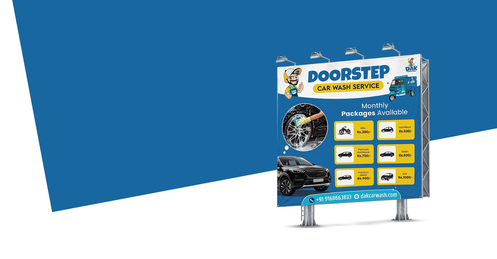 DAK Car Wash Outdoor Local Hording Media Design
